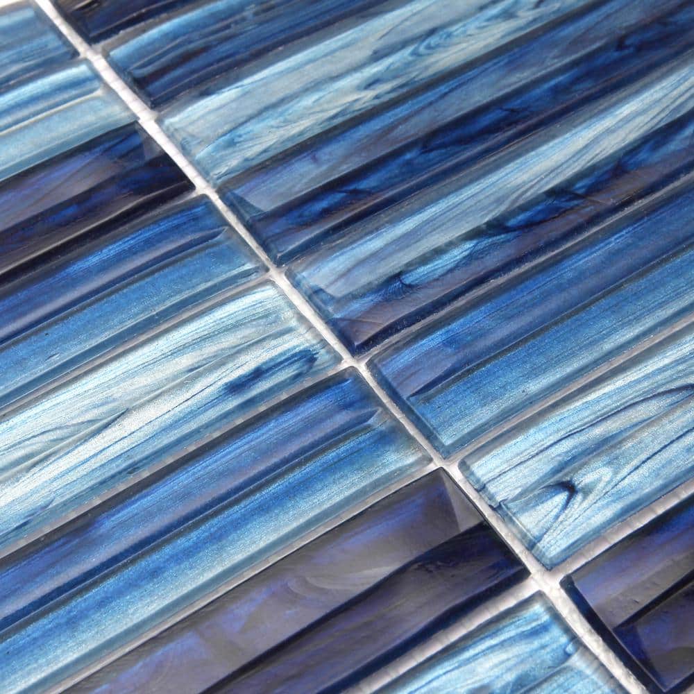 Tara Blue Polished Glass Mosaic Wall Tile