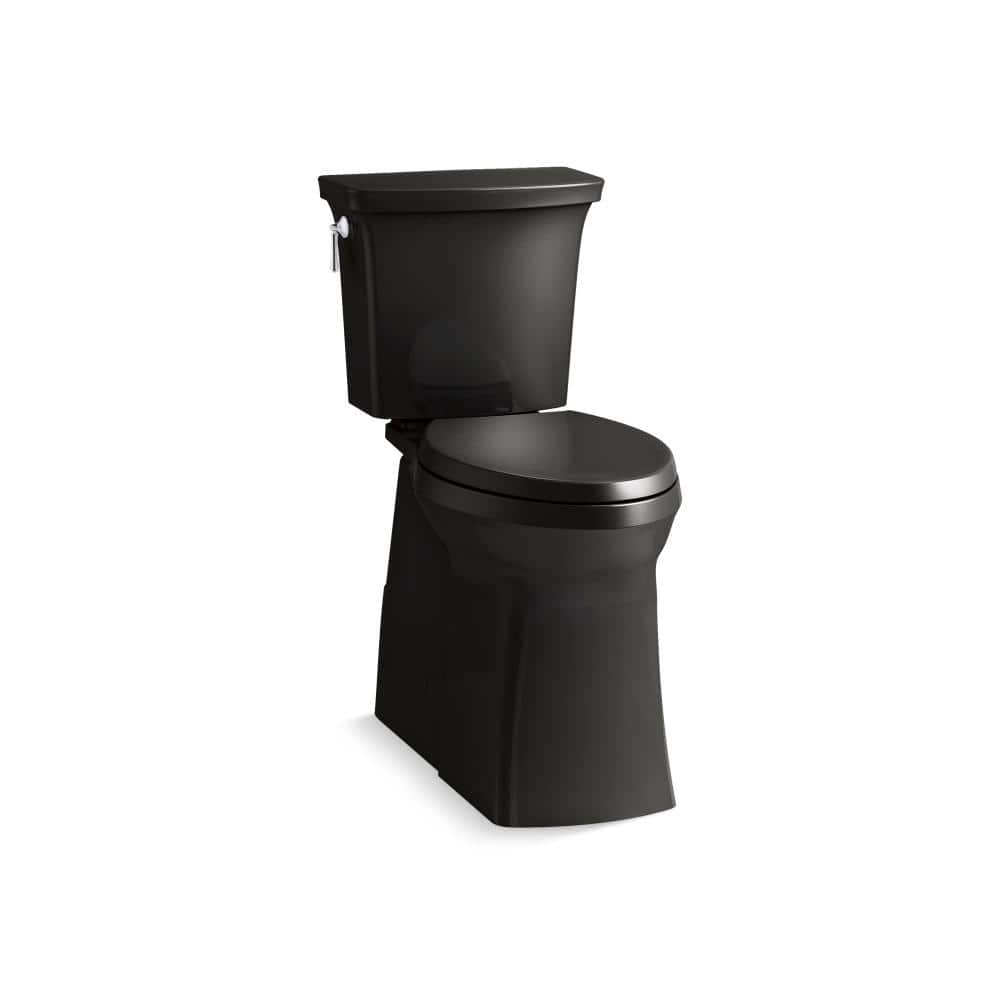 KOHLER Corbelle 12 in. Rough In 2-Piece 1.28 GPF Single Flush Elongated Toilet in Black Black Seat Not Included