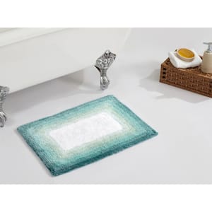 Torrent Collection Turquoise 21 in. x 34 in. 100% Cotton Tufted Bath Rug