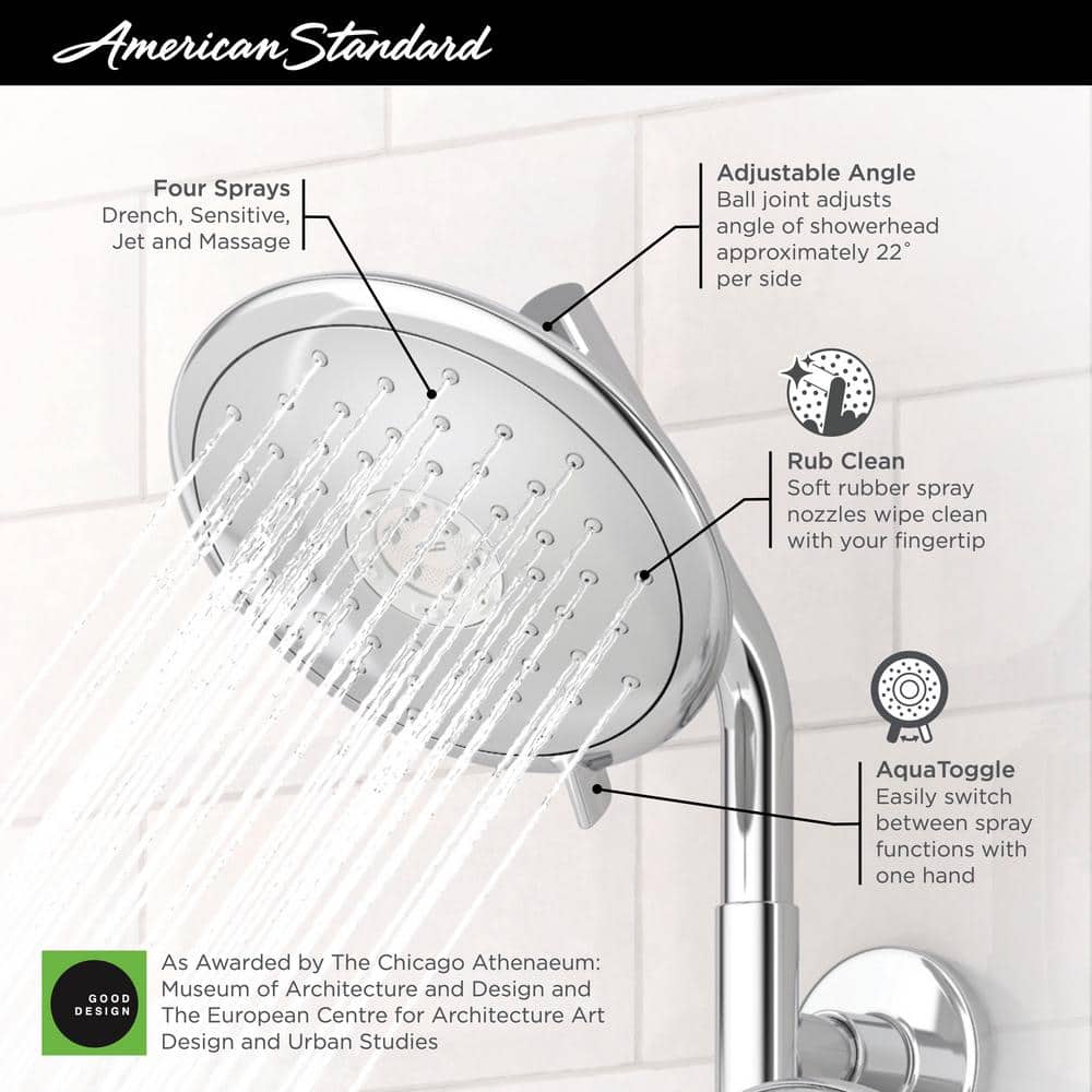 Brushed Nickel 7-Inch Multi-Function Wall Mounted Shower Head