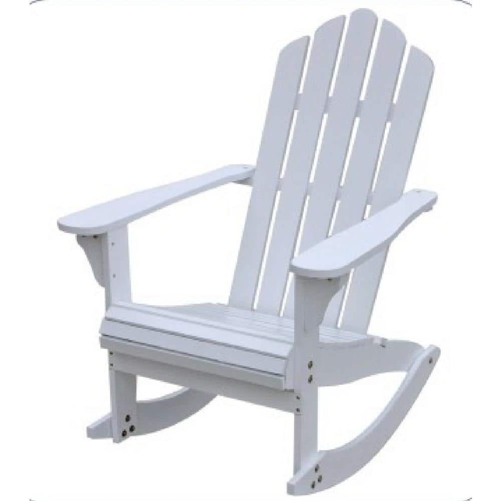 White Reclining Populus Wood Adirondack Chair, Outdoor Rocking chair For Pa