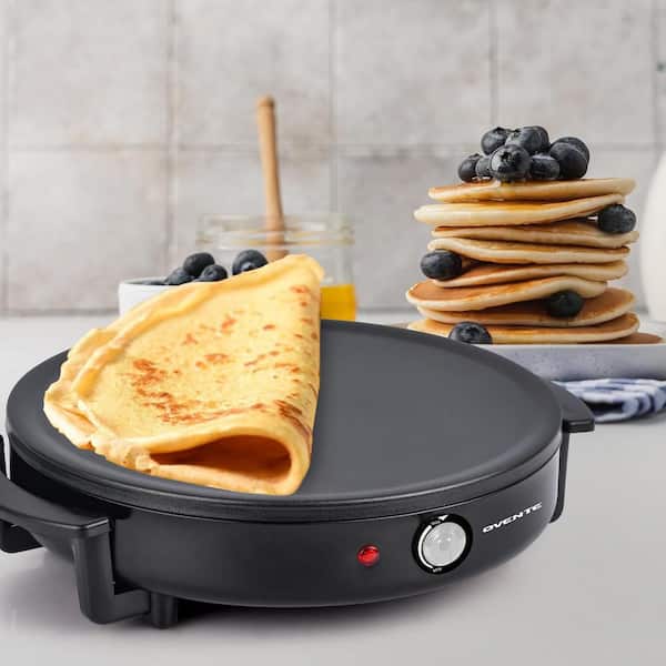 Electric Crepe Maker and Pancake Griddle Cooktop with 12-Inch Nonstick Hot  Plate, CRM1122B Black