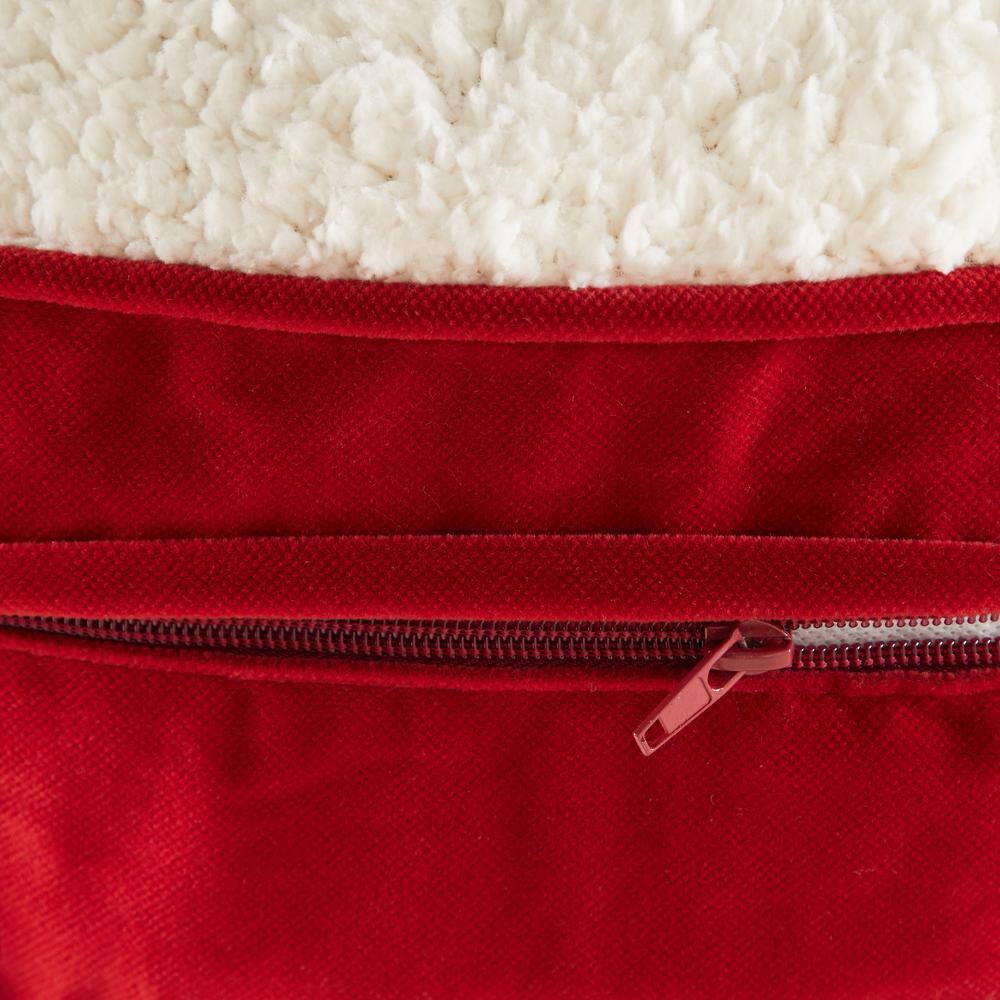 Extra Small Crimson Sherpa Round Dog Bed with Microfiber