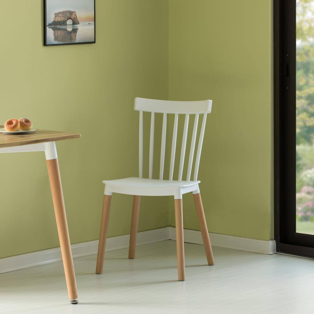 White High Slat Back Windsor Side Chair Set