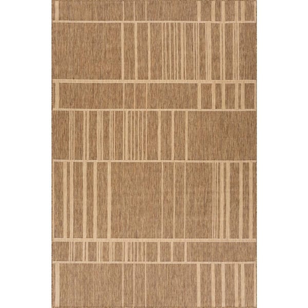 Nerelle Geometric Brown 6.7 X 9 ft. Outdoor Area Rug
