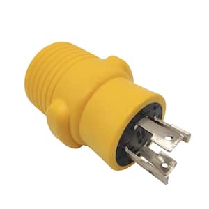 Generator 30 Amp to RV 50 Amp Power Adapter NEMA L14-30P to 14-50R 4-Prong Locking Plug to Camper 4-Prong Outlet Yellow