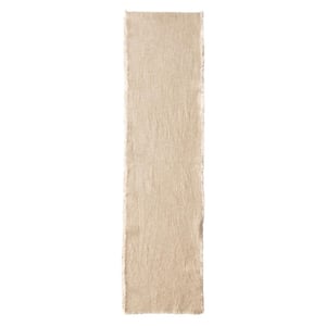 14 in. W x 108 in. L Natural Linen Blend Table Runner with Frayed Edges