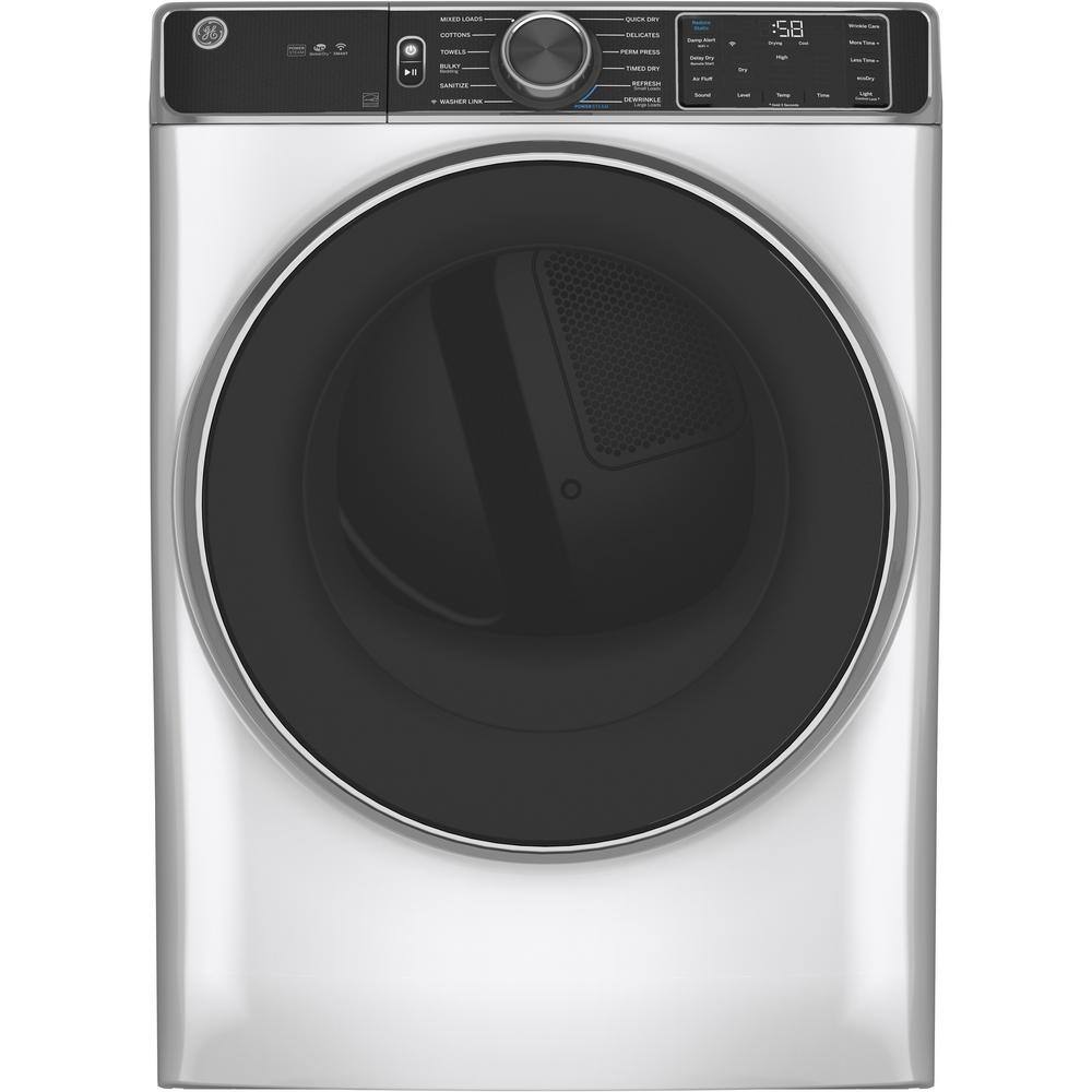 GE 7.8 cu. ft. Smart White Stackable Electric Dryer with Steam and
