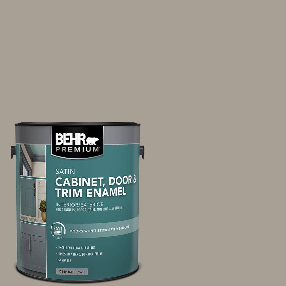 BEHR PREMIUM 1 #PPU24-09 True Taupewood Satin Enamel Interior/Exterior Cabinet, Door & Trim Paint 752001 - Home Depot