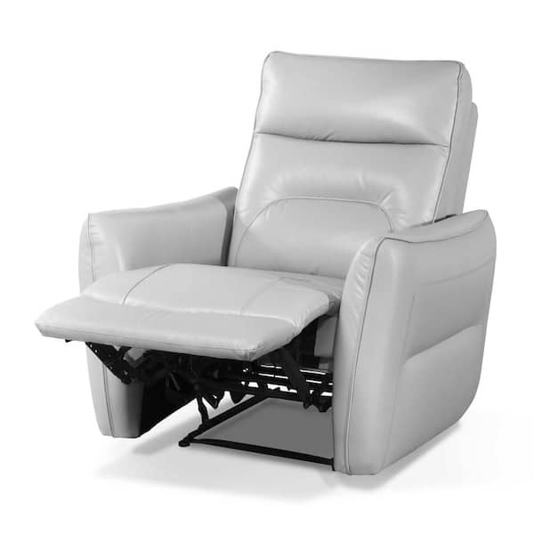 Amanda 38.5 in. Leather Power Recliner in Taupe with Welt Trim Arms
