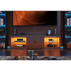 70 in. Grey Wash TV Stand Fits TV's Up to 75 in. LED Entertainment Center with Adjustable Shelves and Cabinet