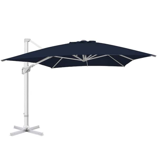 PASAMIC 10 ft. x 13 ft. Aluminum Squrare Patio Offset Umbrella Cantilever Umbrella, 360° Rotation And Cross Base Royal Blue
