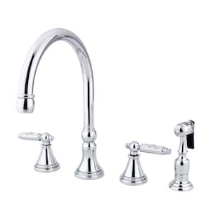 Georgian 2-Handle Standard Kitchen Faucet with Side Sprayer in Polished Chrome