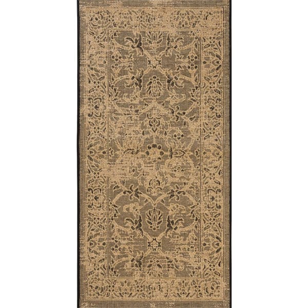 SAFAVIEH Palazzo Black/Cream Doormat 3 ft. x 5 ft. Floral Border Area Rug