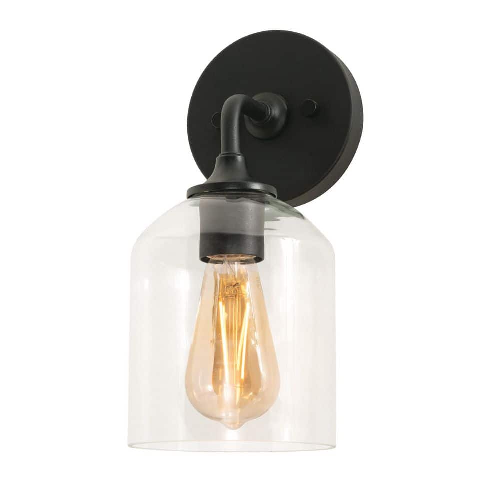 William 1-Light Black Wall Sconce with Clear Glass Shade price history on PriceWatchPro