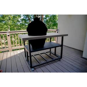 35 in. H x 58 in. W x 35 in. D Charcoal Gray Aluminum Grill Cart Table for KamadoJoe Big Joe Grill - Series I