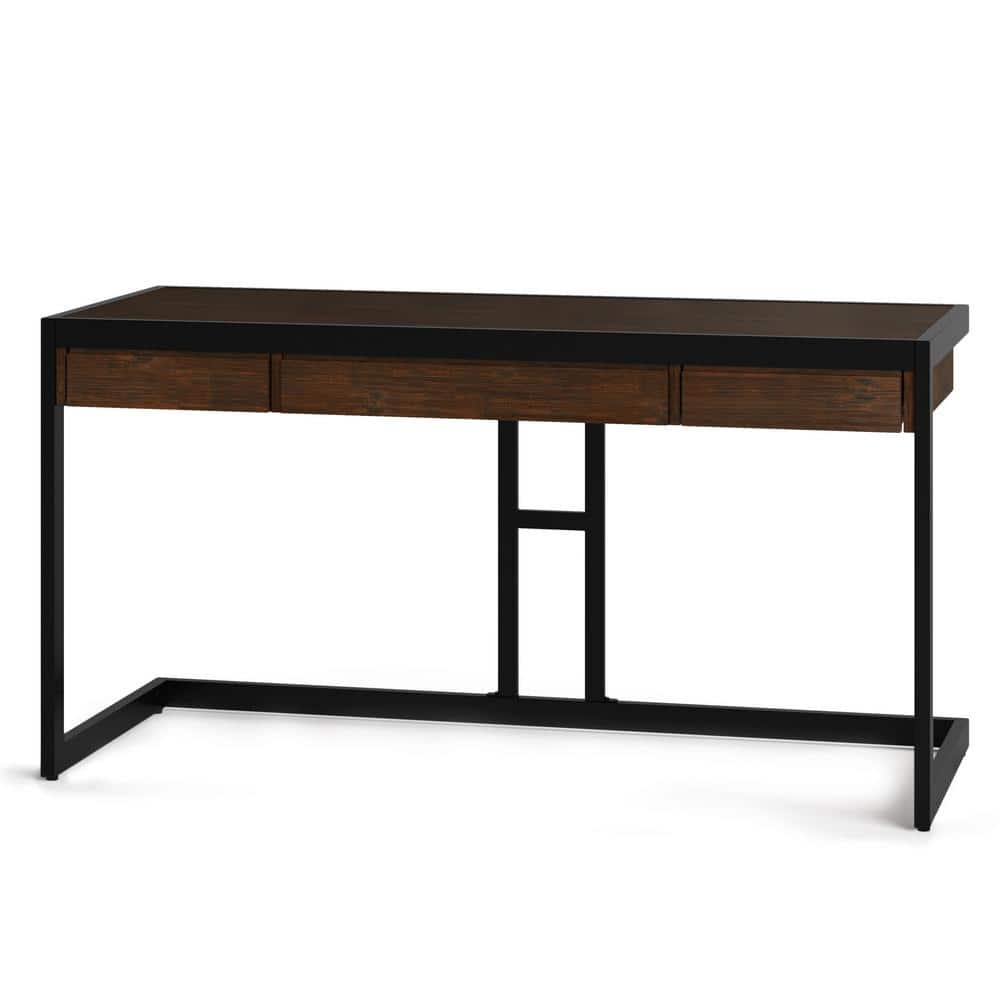 Erina Farmhouse Brown Solid Acacia Wood Desk with Keyboard Tray