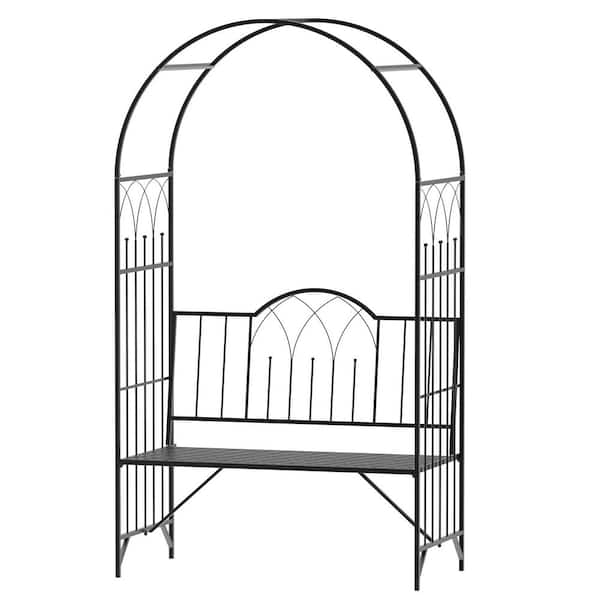 45 (L)X23(W)X80(H)in. Outdoor Black Trellis Metal Garden Arch Outdoor Garden Arbor for Climbing Plants and more