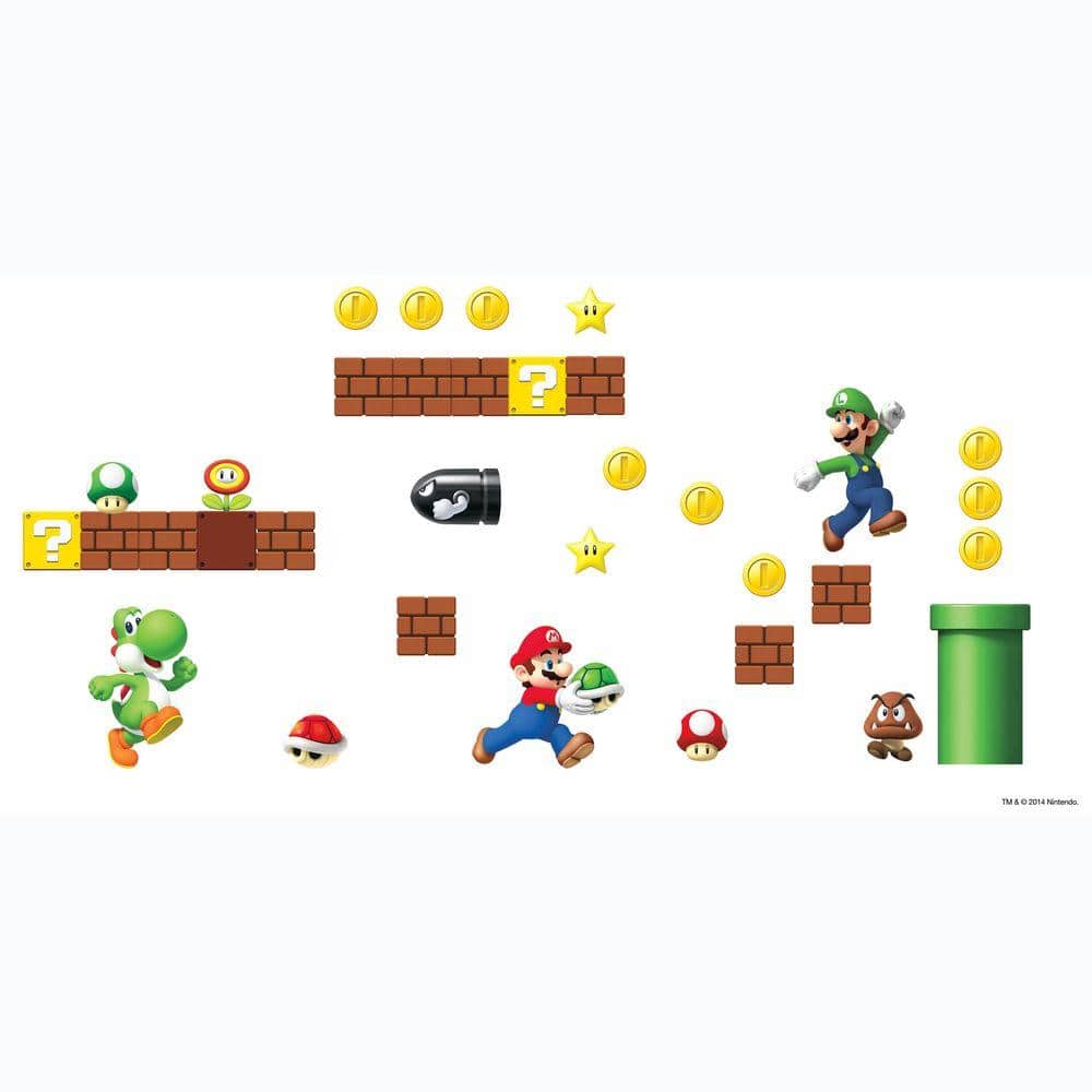 Damage Free on Wall Paint and No Sticky Residue by Jack_Go Easy Peel Off Mario Wall Decals for Kids Room