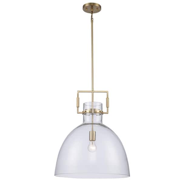 Bel Air Lighting Briar 17.75 in. 1-Light Gold Pendant Light Fixture with Clear Glass Dome Shade