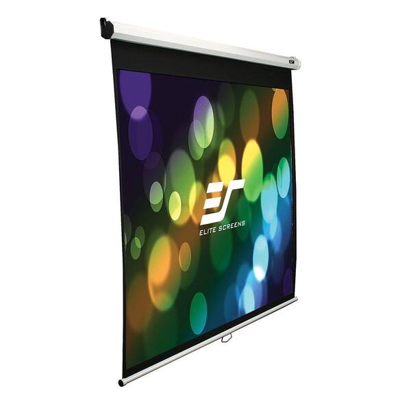Elite Screens 49 in. H x 87 in. W Manual Slow Retract Projection Screen with White Case