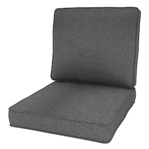 Nyajiah 23 in. x 24 in. Deep Seating Outdoor Lounge Chair Back and Seat Cushion in Dark Gray