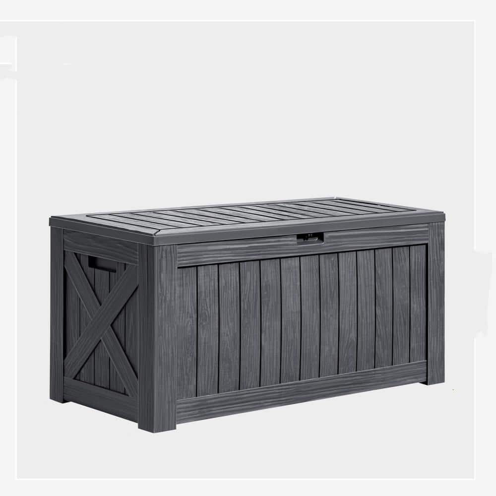 120 Gal. Gray Resin Deck Box Outdoor Storage Box for Garden Tools