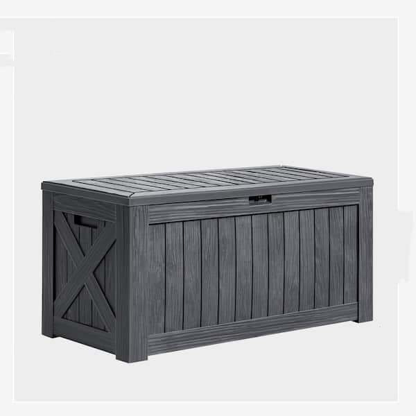 Unbranded 120 Gal. Gray Resin Deck Box Outdoor Storage Box for Garden Tools