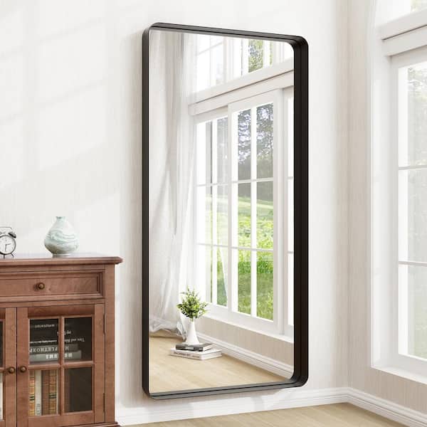 XRAMFY Black 30 in. W x 71 in. H Classic Rectangular Aluminum Deep Framed Full Length Mirror Wall Mirror