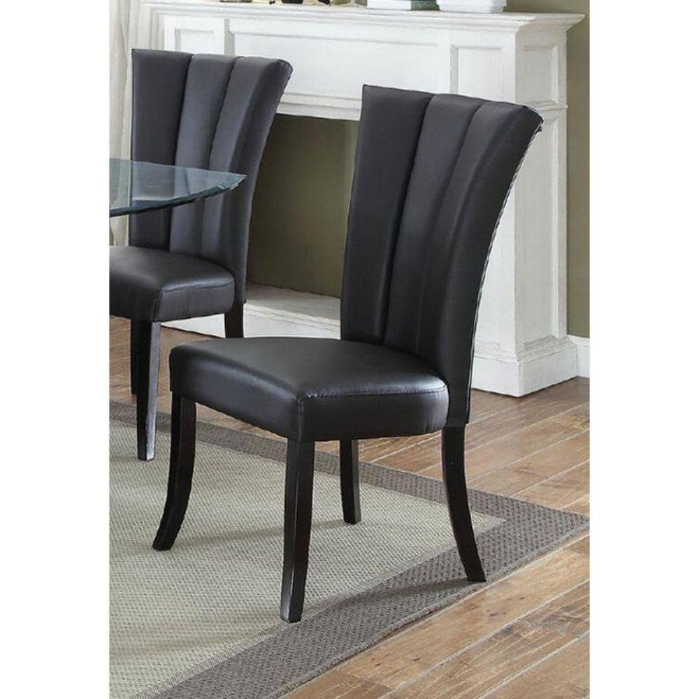 Modern Black Faux Leather Upholstered Side Chair with Wood Frame