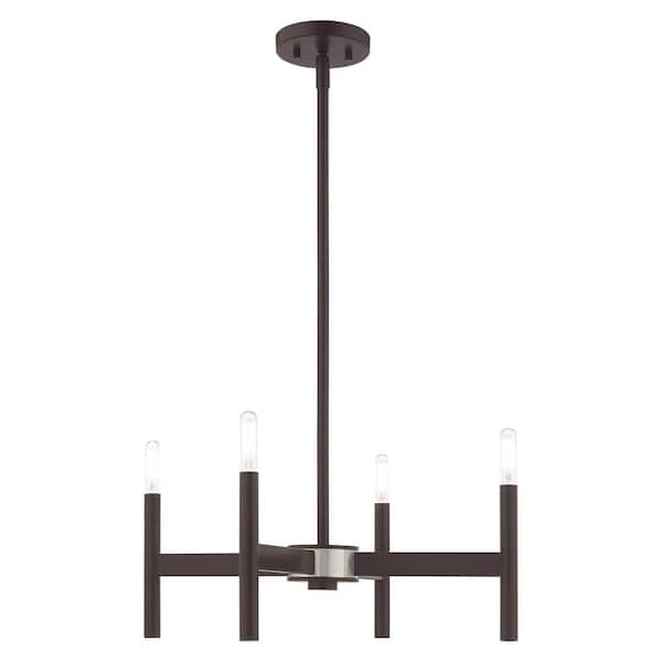 AVIANCE LIGHTING Alden 4-Light Bronze Chandelier with Brushed Nickel Accents