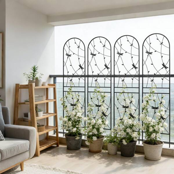 Primehome 86.7x19.7 in Black Outdoor Metal Rustproof Garden