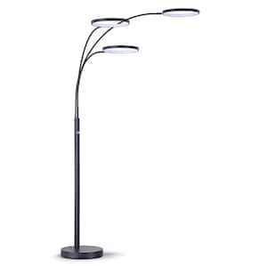 Angels 80 in. H Black Floor Lamp 3-Ring Dimmable LED Lights Arched