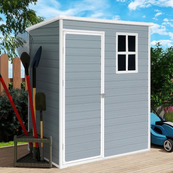 5 ft. W x 3 ft. D Resin Shed with Floor and Lockable Door, Garden Outdoor Storage Sheds in Grey (13 sq. ft. )