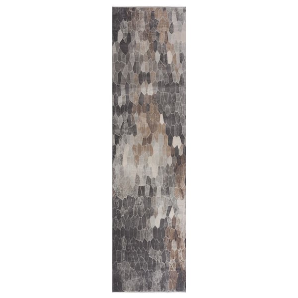 Havana Grey Beige, 2 ft. x 19 ft. Geometric Indoor Contemporary Runner Rug