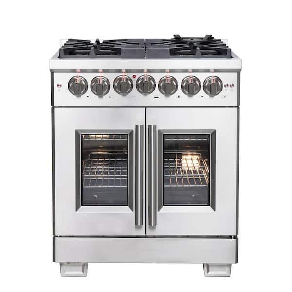 Forno Capriasca 30 in. Freestanding French Door Single Oven Dual Fuel Range 5 Burners Stainless Steel