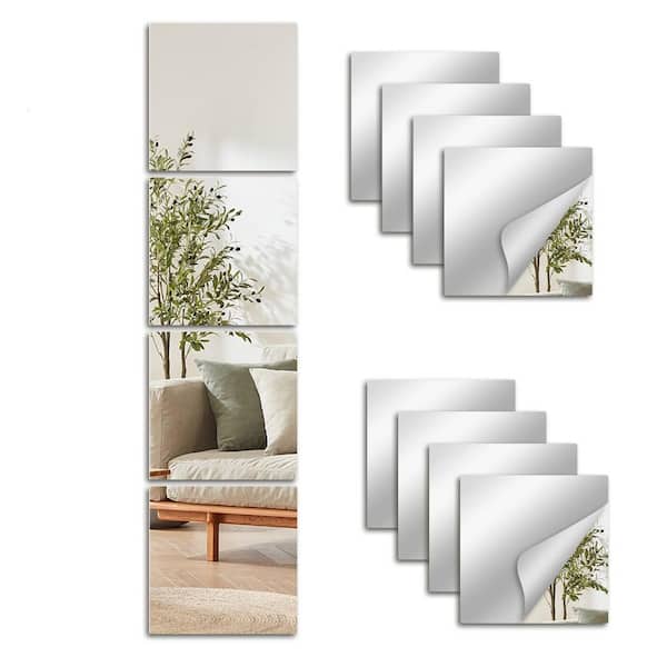 Large 8-Piece 12 in. W x 12 in. H Modern Square Wall-Mounted Framless Mirror Gym Mirror Tiles