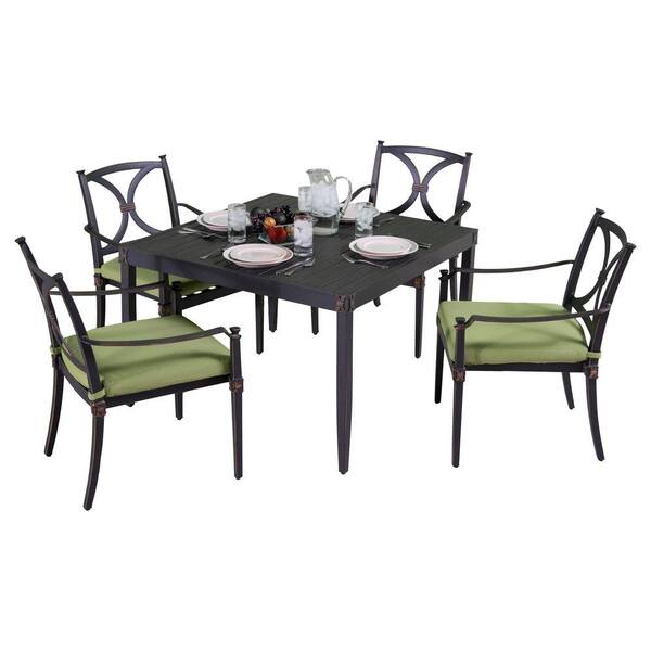 RST Brands Astoria 5-Piece Patio Cafe Dining Set with Ginkgo Green Cushions