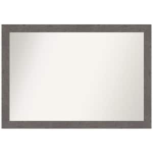 Rustic Plank Grey Narrow 39.5 in. x 27.5 in. Non-Beveled Rustic Rectangle Framed Wall Mirror in Gray