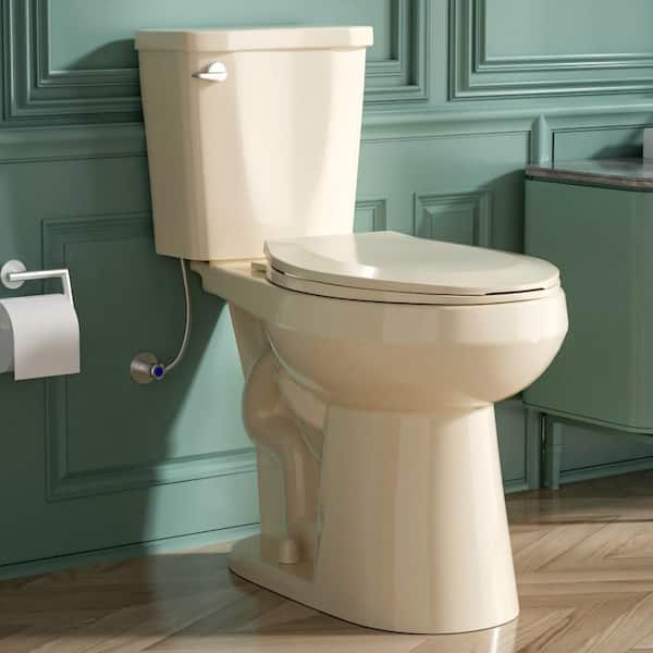 20 in. ADA Height Toilet 2-Piece 1.28 GPF Single Flush Round Heightened Toilet in Bone Soft-Close Seat 12 in. Rough in