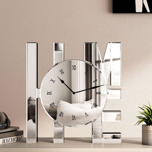 THKSHOUZ Home Silver Roman Numeral Glass Wall Clock