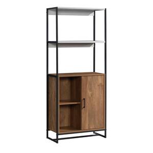 Tremont Row 59.567 in. Sindoori Mango Engineered Wood 7-Shelf Accent Bookcase with Sliding Door