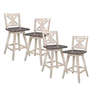 Amsonia 24 in. Swivel Bar Counter Height Chair Stool, White (4 Pack)