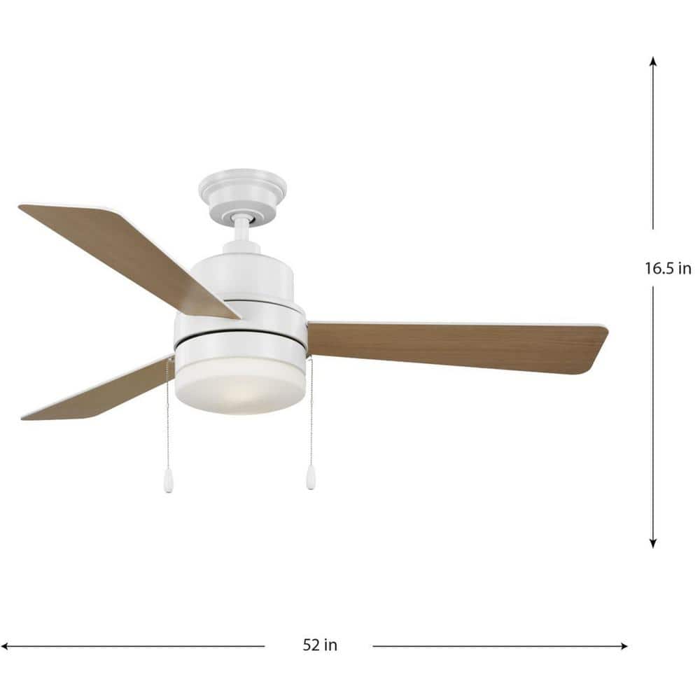 Satin White 52" Ceiling Fan with LED Light and Reversible Blades
