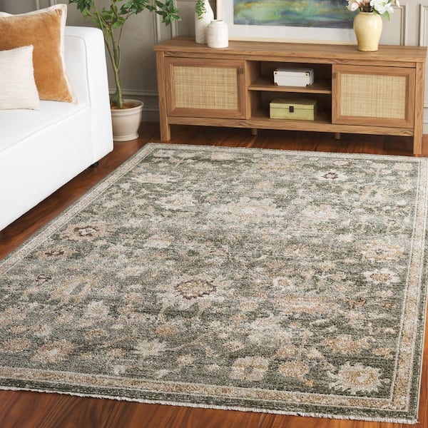 Hazel 4 ft. x 6 ft. Green/Beige Abstract Floral Area Rug
