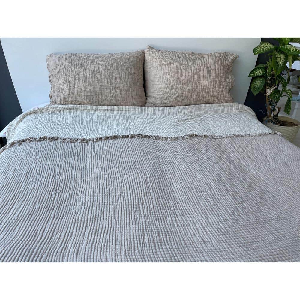 Mink Reversible Organic Cotton Queen Bedspread Set