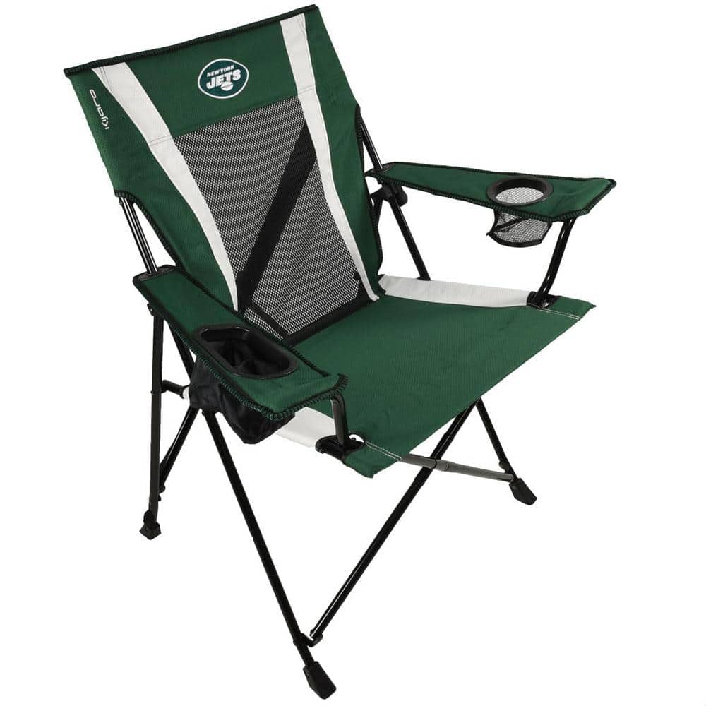 Premium Pro Football New York Jets Green Polyester Camping Chair with Cup Holder