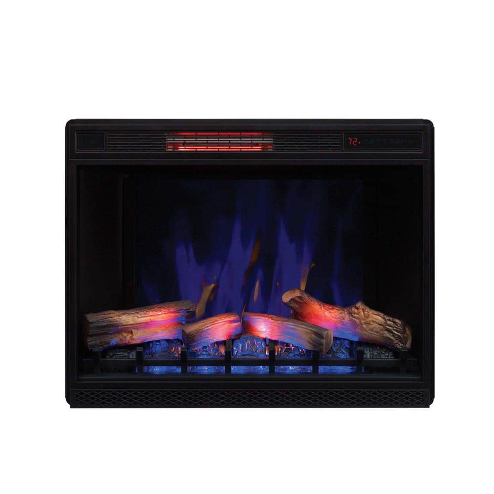 33" Black Infrared Quartz Electric Fireplace Insert with 3D Flame Effect