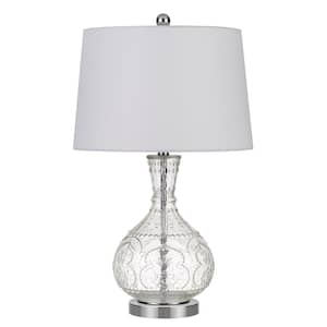 27 in. Clear Glass Indoor Table Lamp with Fabric Shade