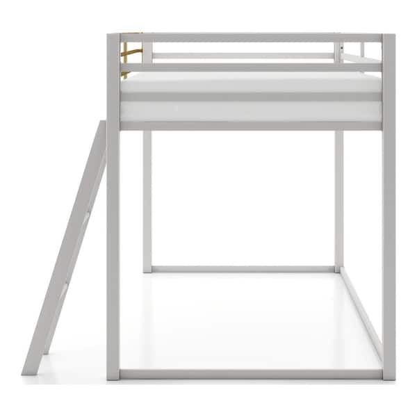 Roman Gray Twin Metal Low Profile Loft Bed with Gold Accent